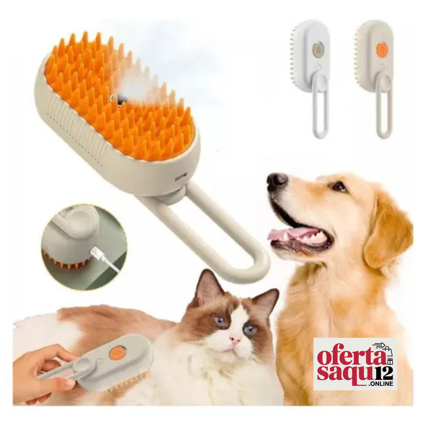 Cepillo Vaporizador para Mascotas 3 en 1